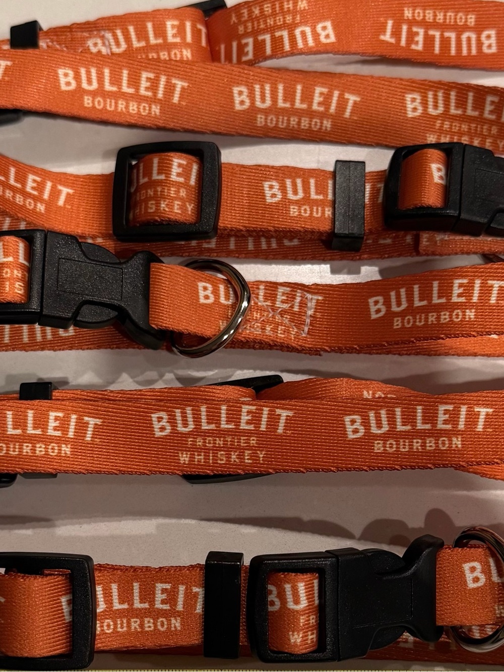 Five - Bulleit Bourbon Orange Dog Collars with Quick-Release Buckle NWOT